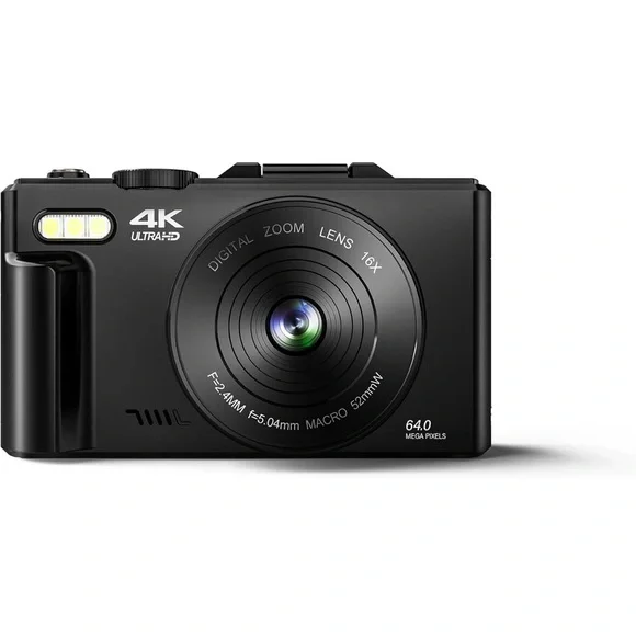 4K Ultra HD Digital Camera with Flip Screen - Black